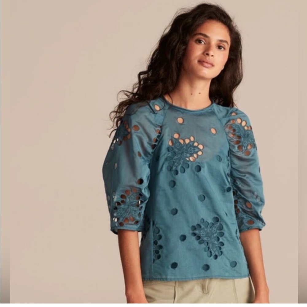 Rebecca Taylor Honeysuckle Eyelet Top size 2 silk cotton
